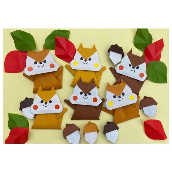秋 どんぐり 紅葉 動物 りす 10月 11月 壁面飾り 折り紙 施設 保育