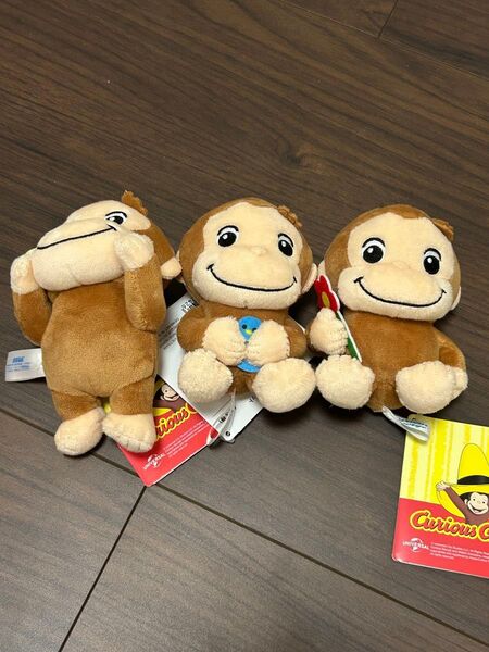 新品タグ付き おさるのジョージ ぽってりマスコット ぽかぽか陽気におでかけ
