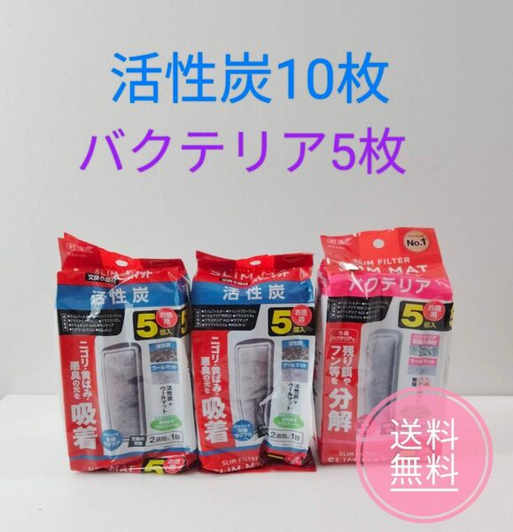 GEX 活性炭スリムマット 10個 バクテリア5個 セット 計15枚