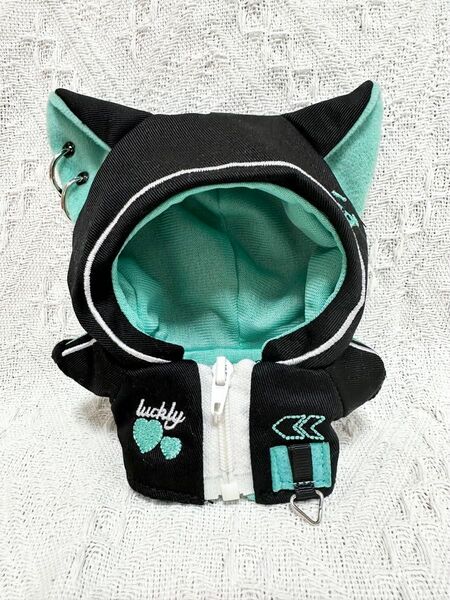 10cmぬい服 ぬいぐるみ服 着せ替え ねこ パーカー グリーン