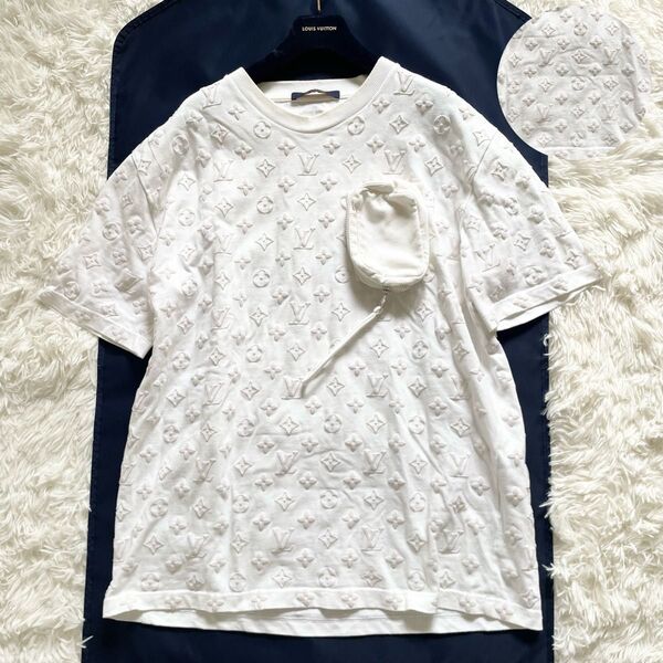 美品 LOUIS VUITTON ルイヴィトン フックアンドループ モノグラム ポシェット 2way 大きいサイズ2XL 白