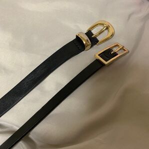 最終価格!ベルト 2本セット レディース 細ベルト ブラック ゴールドバックル