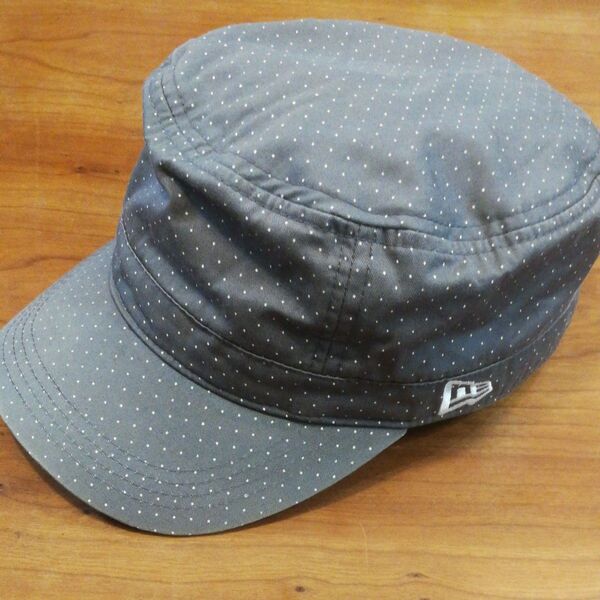 ニューエラ new era ワークキャップ 中古 7-3/8 58.7cm グレー ドット キャップ 帽子