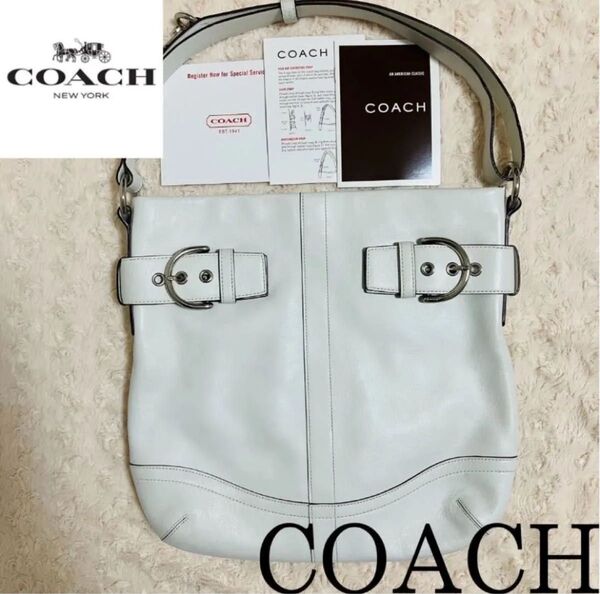 COACH コーチ レザーワンショルダーバッグ 中古 ホワイト バッグ ワンショルダーバッグ ハンドバッグ ショルダーバッグ
