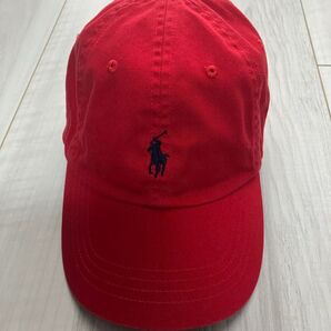 POLO ポロ ラルフローレン キャップ 赤 レッド ポニー 紺刺繍