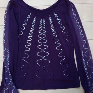 値引き!紫色スパンコールトップス 社交ダンス 50代くらい〜 おしゃれ着