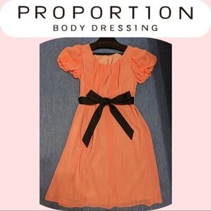 未使用に近い PROPORTION プロポーション シフォン ワンピース リボン