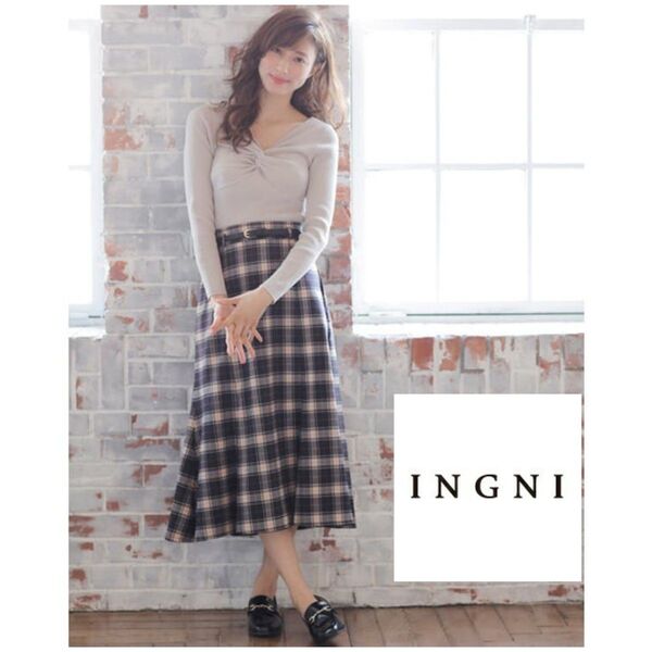 新品未使用 タグ付き INGNI ベルト付き チェック柄 マーメイドスカート