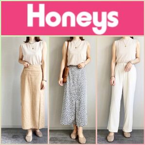 未使用に近い Honeys ハニーズ インナー付き ノースリーブニット ホワイト
