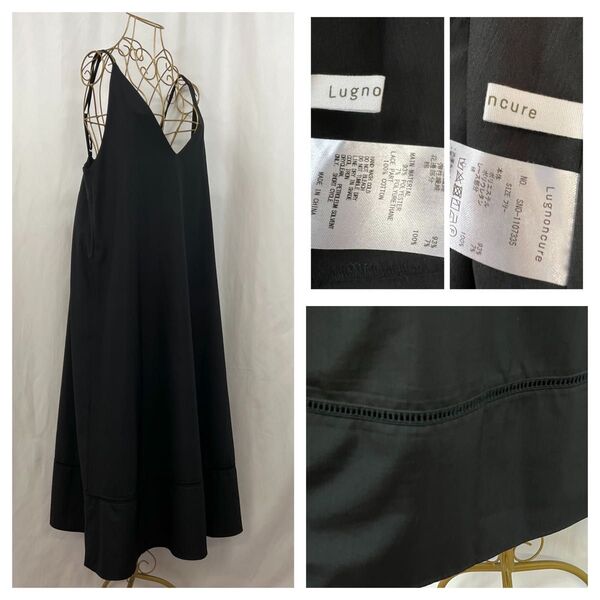 Lugnoncure Vネックバックオープン キャミワンピース サイズF カラー black