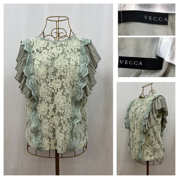 YECCA VECCA 花柄レース プリーツ袖 ブラウス サイズF