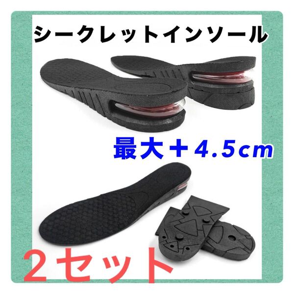 【お買い得】シークレットインソール 2セット プラス4.5cm 男女兼用 衝撃吸収 エアーキャップ 脚長効果 美脚効果