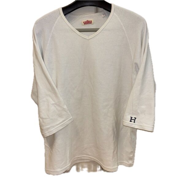 【used 値下げ】 Tシャツ 7部袖 ホワイト HOLLYWOOD RANCH MARKET ハリウッドランチマーケット 古着