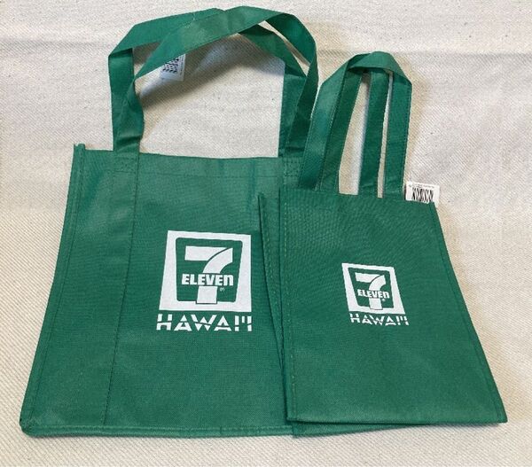 ハワイ限定 セブンイレブン エコバッグ グリーン スモール&ラージ 2種類セット 大小 トートバッグ HAWAII 7ELEVEN