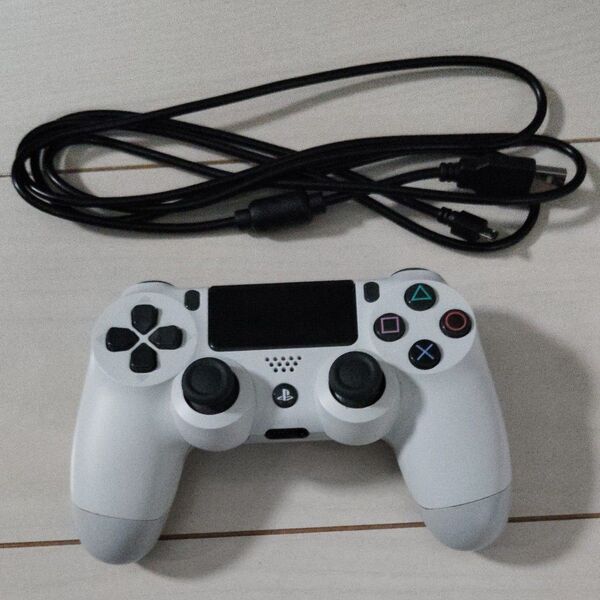 PS4 コントローラー デュアルショック4 ホワイト ケーブル付