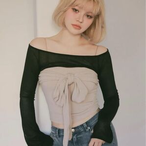 andmary Shayla ribbon tops/Black