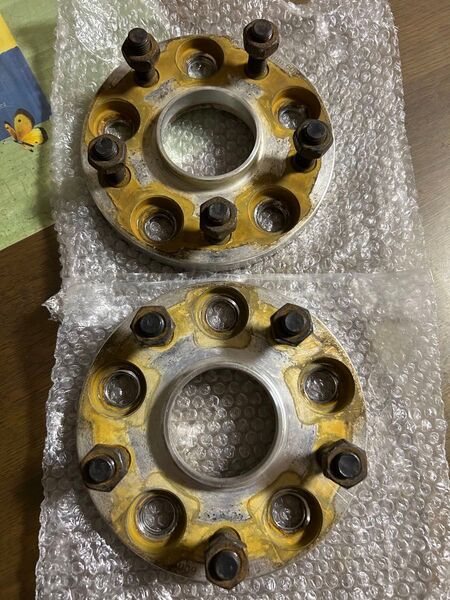 ★中古品★アルミ鍛造 ワイドトレッドスペーサー ハブ付★15mm PCD114.3 M12 P1.5 5H 60mm★2枚セット
