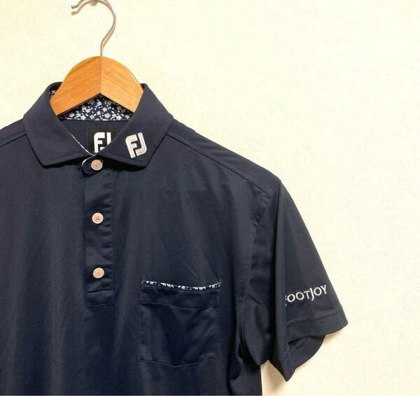 FJ フットジョイ ポロシャツ ネイビー 紺 ゴルフシャツ M