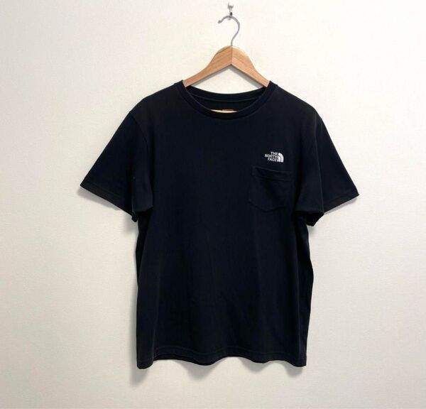 ノースフェイスフェイス ワンポイント 刺繍 ポケットTシャツ ブラック 黒 L