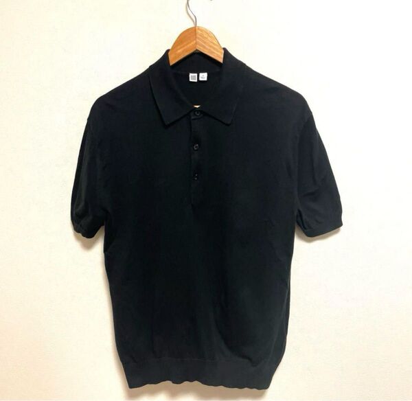 UNIQLO U スーピマコットンニットポロシャツ ブラック 黒 M
