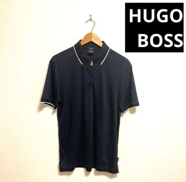 BOSS ポロシャツ ネイビー ファスナー ジップ 大谷翔平 M 紺ゴルフシャツ