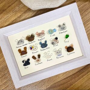 ☆シーグラスアート☆ No.101☆図鑑 猫 5×3 雑貨 置物 ヒーリング ミニチュア ネコ ねこ 三毛猫 ギフト プレゼント