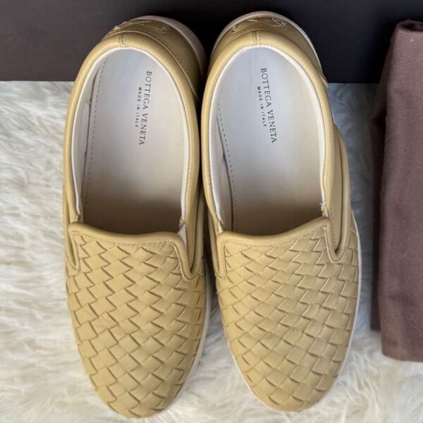 ボッテガヴェネタ スリッポン シューズ イントレチャート 希少アイボリー 35 BOTTEGA VENETA フラットシューズ