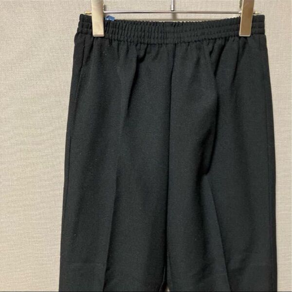 ウエストゴムイージーパンツ(L L)ブラックストレッチ シニア向け丈短め着脱ラクチン