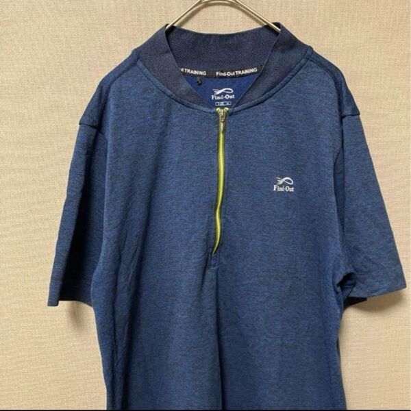 ワークマン 半袖Tシャツハーフジップ(M)ネイビー トレーニングウェア給水速乾