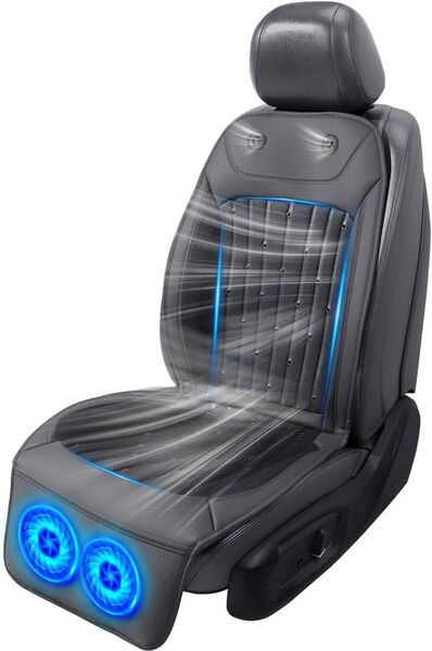 【価格交渉大歓迎!】シートクーラー 車 クールシート 2個大型送風機 無段階風量調整 ブラック
