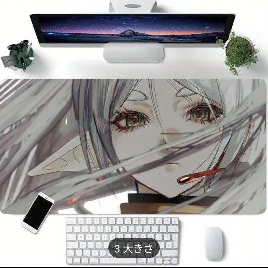 【葬送のフリーレン】ゲーミングマウスパッドワイド 60cm×30cm アニメイラスト AI 同人プレイマット