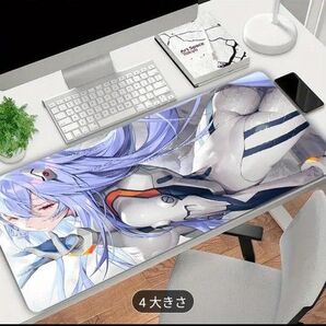 【エヴァ レイ】ゲーミングマウスパッドワイド 60cm×30cmアニメイラスト ファンアート エヴァンゲリオン 同人 AI美少女