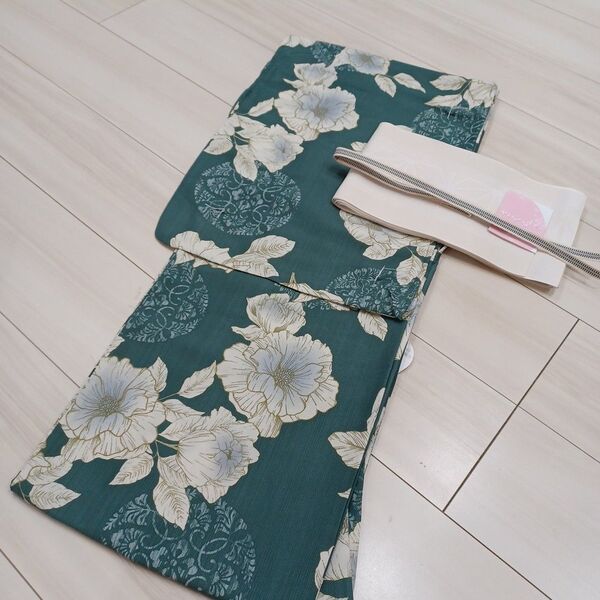 新品☆呉服屋♪吸水速乾!人気色 芍薬 大人上品な夏着物 浴衣3点セット
