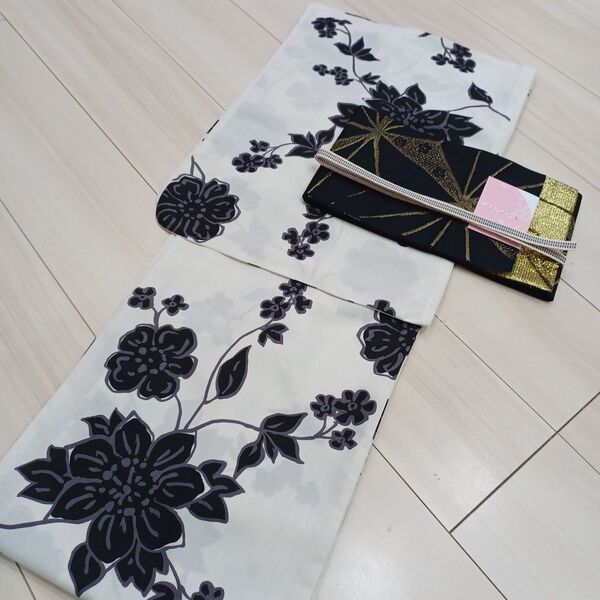 ラスト!新品☆呉服屋♪吸水速乾!粋モダン・スレンダー夏着物 浴衣3点セット