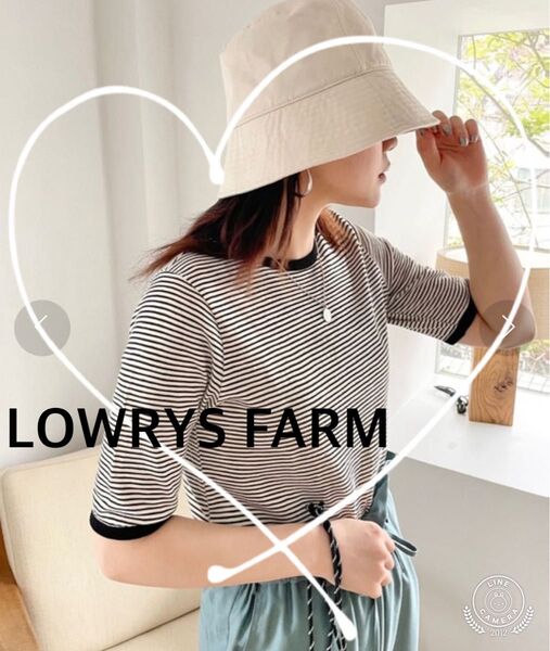 【LOWRYS FARM】シアーボーダーTシャツ 半袖 黒ボーダー