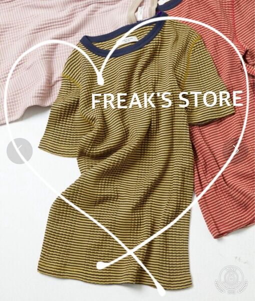 24時間限定【FREAK'S STORE】細ピッチボーダーTシャツ 半袖 イエロー×ネイビー