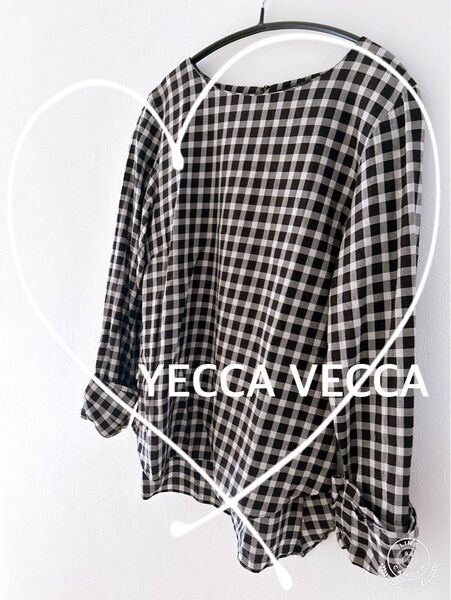 【YECCA VECCA(イェッカ ヴェッカ)】ギンガムチェック柄袖リボンブラウス