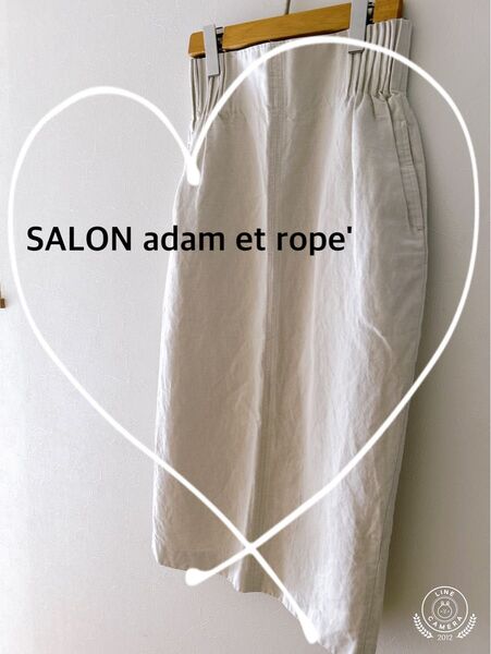 【SALON adam et rope'.】リネン混 ハイウエストタイトスカート オフホワイト free