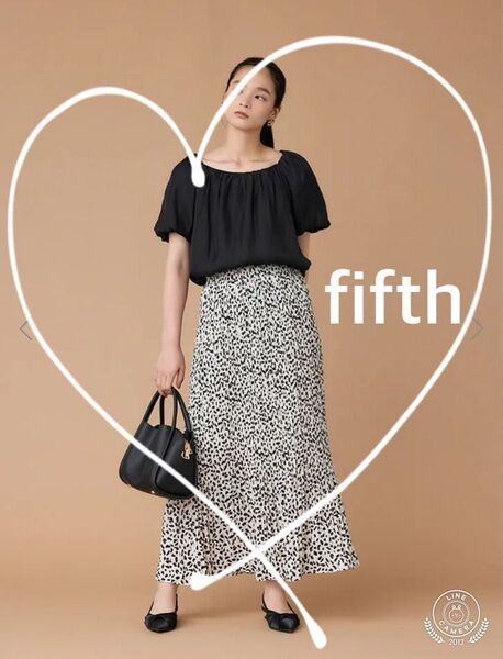 【fifth】レオパードプリーツロングスカート ホワイト