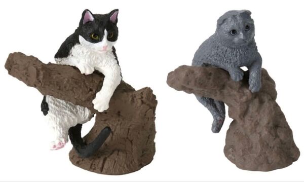 いきもの大図鑑 指まきコレクション 猫 日本猫 ハチワレ スコティッシュフォールド ブルー 2種セット バンダイ ガチャ