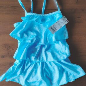 新品 未使用 110cm 女の子ワンピース水着 女児水着 女の子 メルヘン柄ワンピース水着 定価3278円 ひらひら水着