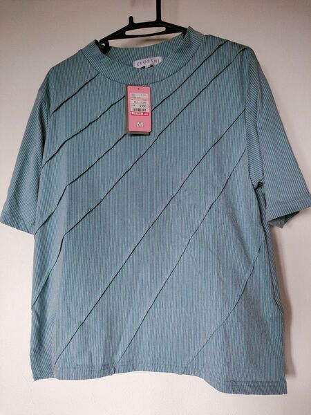 新品 未使用 Мサイズ レディース 半袖Tシャツ 斜めピンタックTシャツ 定価1089円 クロッシー Tシャツ 半袖 トップス