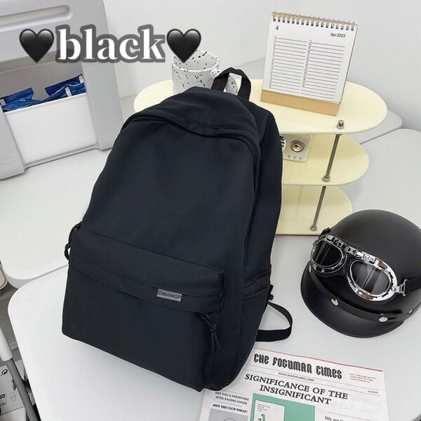 ブラック リュック メンズ レディース 黒 バッグ カバン シンプル 大容量