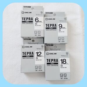 テプラテープ キングジム テプラPRO 純正品 白の6・9・12・18㎜の4サイズセット【PとRの両機種に対応します】