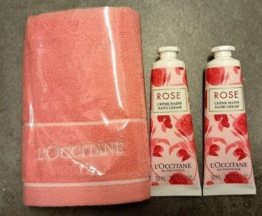 タオル付き ロクシタン ハンドクリーム ローズ 30ml 2本セット 新品