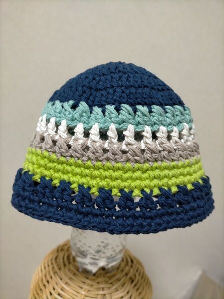 ハンドメイド コットン 細編み 綿100 ベビー帽子