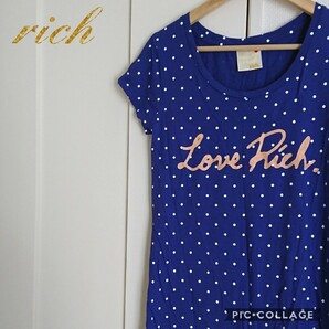 【rich】LOVE Richプリント＊ドット柄半袖ロング Tシャツ＊トップス