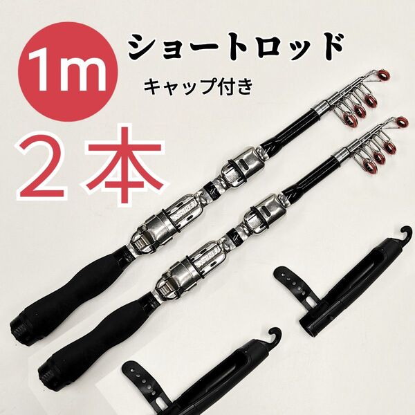 2本セット、高品質1mコンパクトロッド ショートロッド サビキ 穴釣り