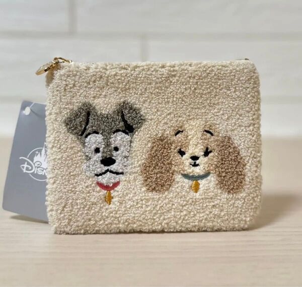 新品 ディズニーストア わんわん物語 レディ&トランプ ポーチ I LOVE DISNEY DOGS