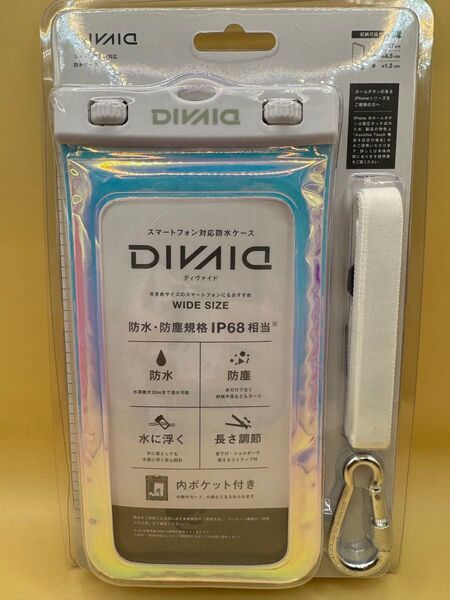 DIVAID IP68 ワイドサイズ スマートフォン用防水ケース ショルダーストラップ付き (オーロラ)水に浮く